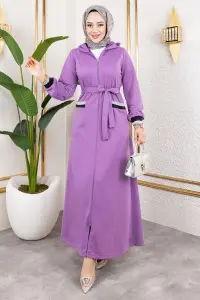 Hooded Ribbed Abaya