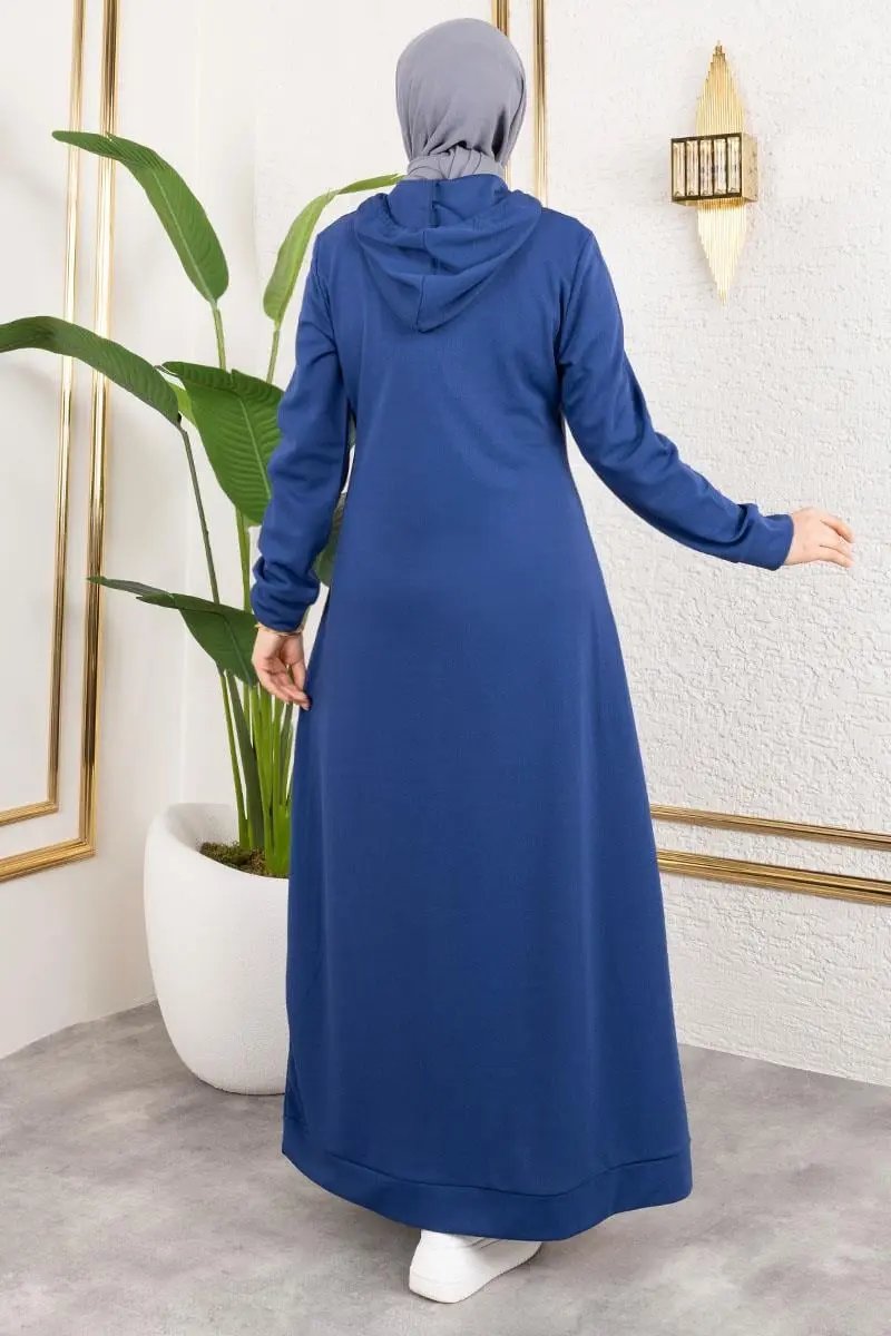 Hooded Sports Dress With Emblem Detail-detail