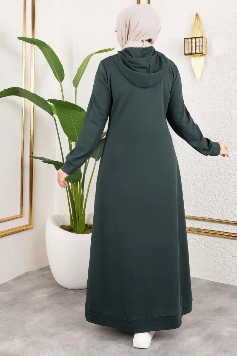 Hooded Sports Dress With Emblem Detail-detail