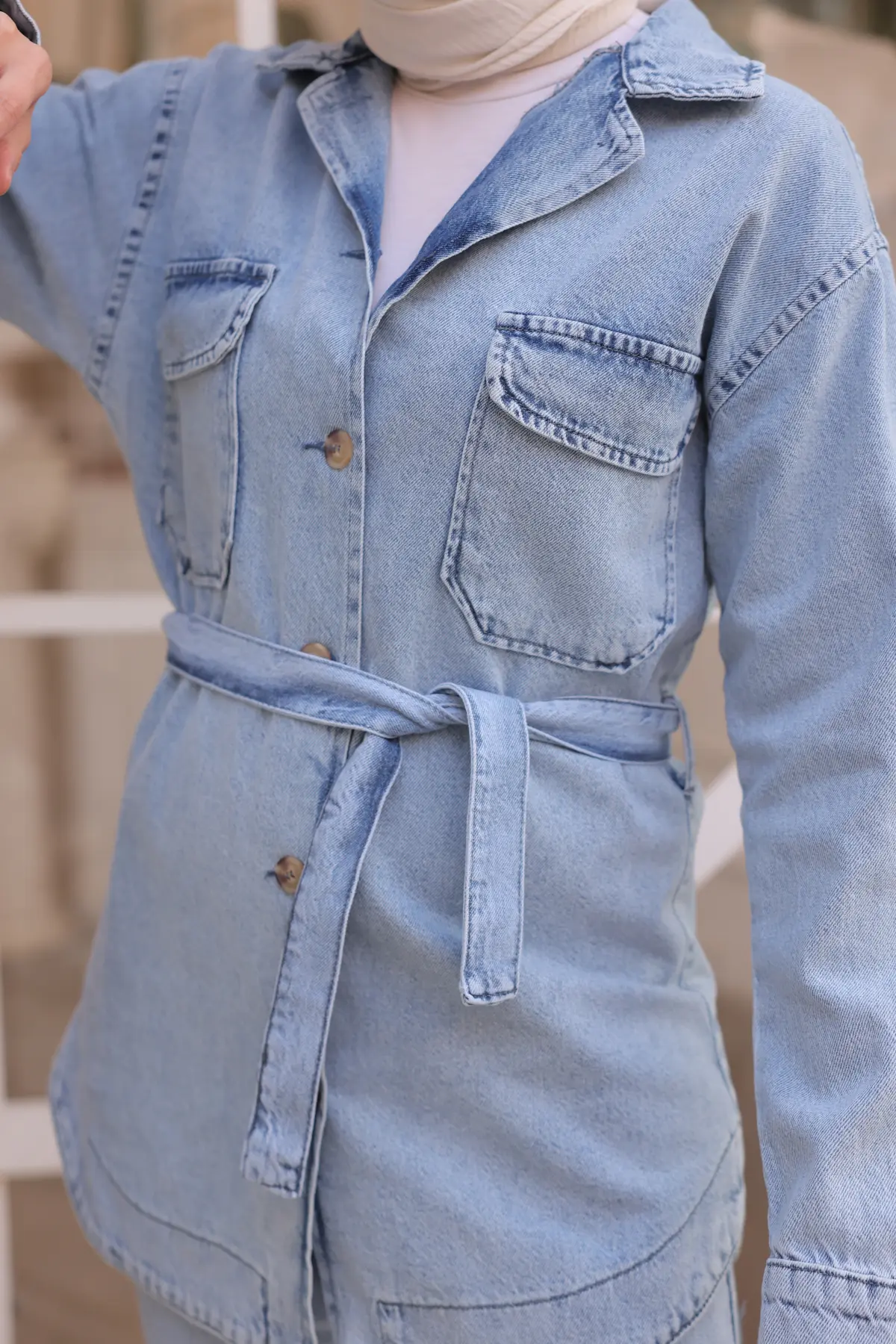 Ice Blue Jean Suit-detail