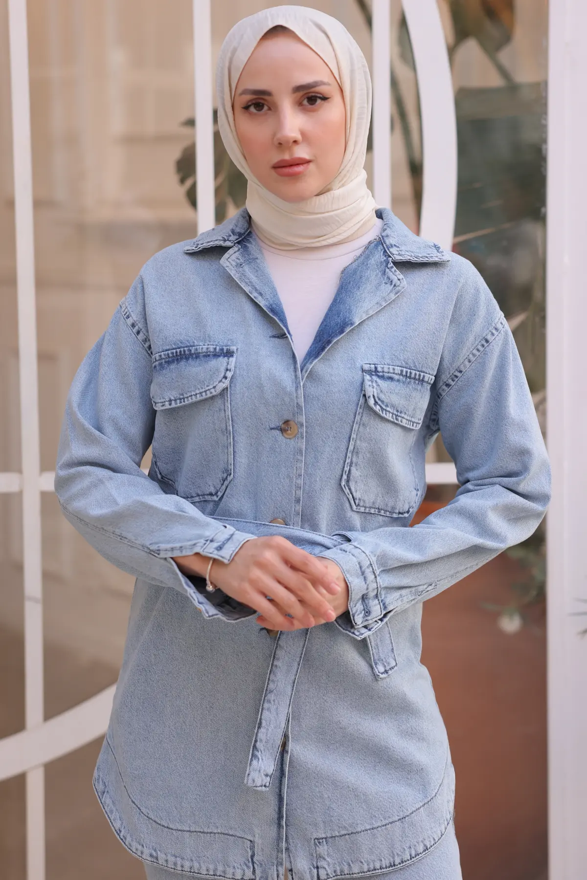 Ice Blue Jean Suit-detail