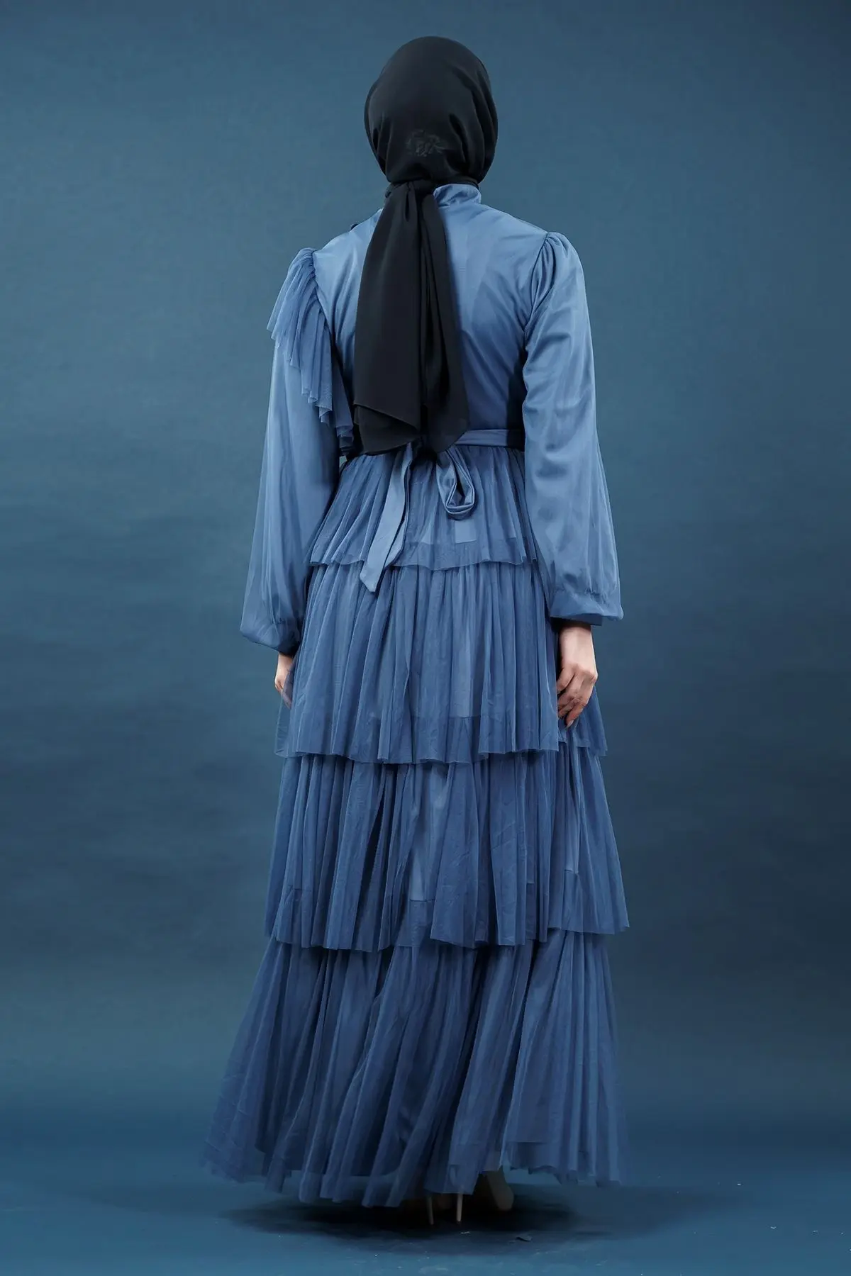 Indigo Collor Evening Dress-detail