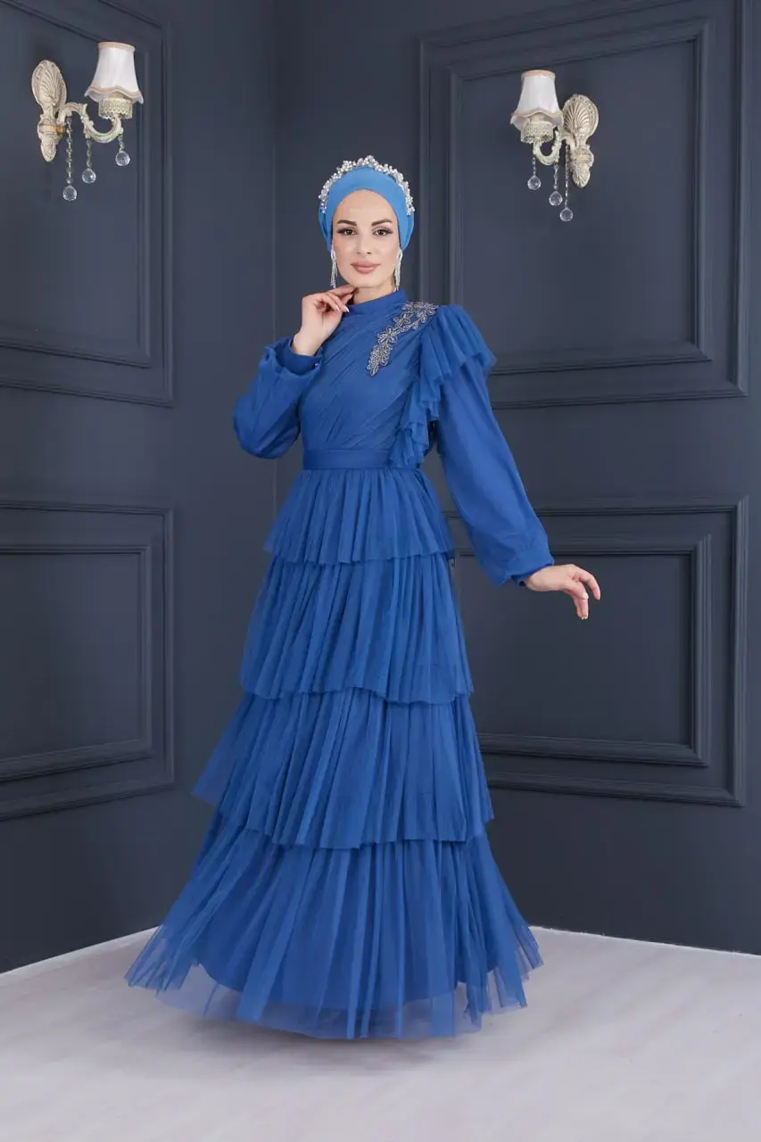 Indigo Collor Evening Dress