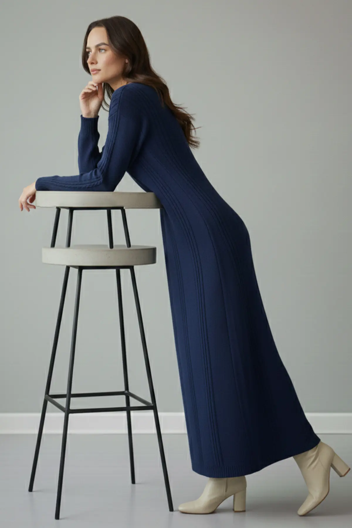 Indigo Knit Dress-detail