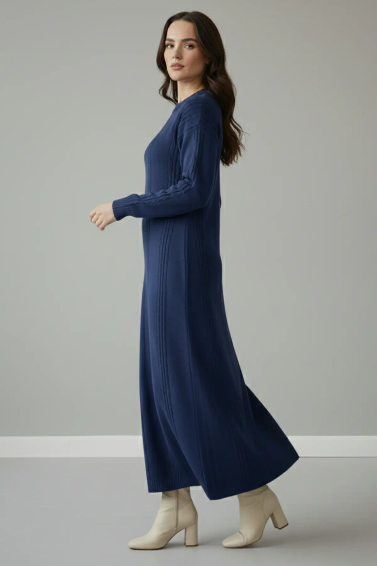 Indigo Knit Dress-detail