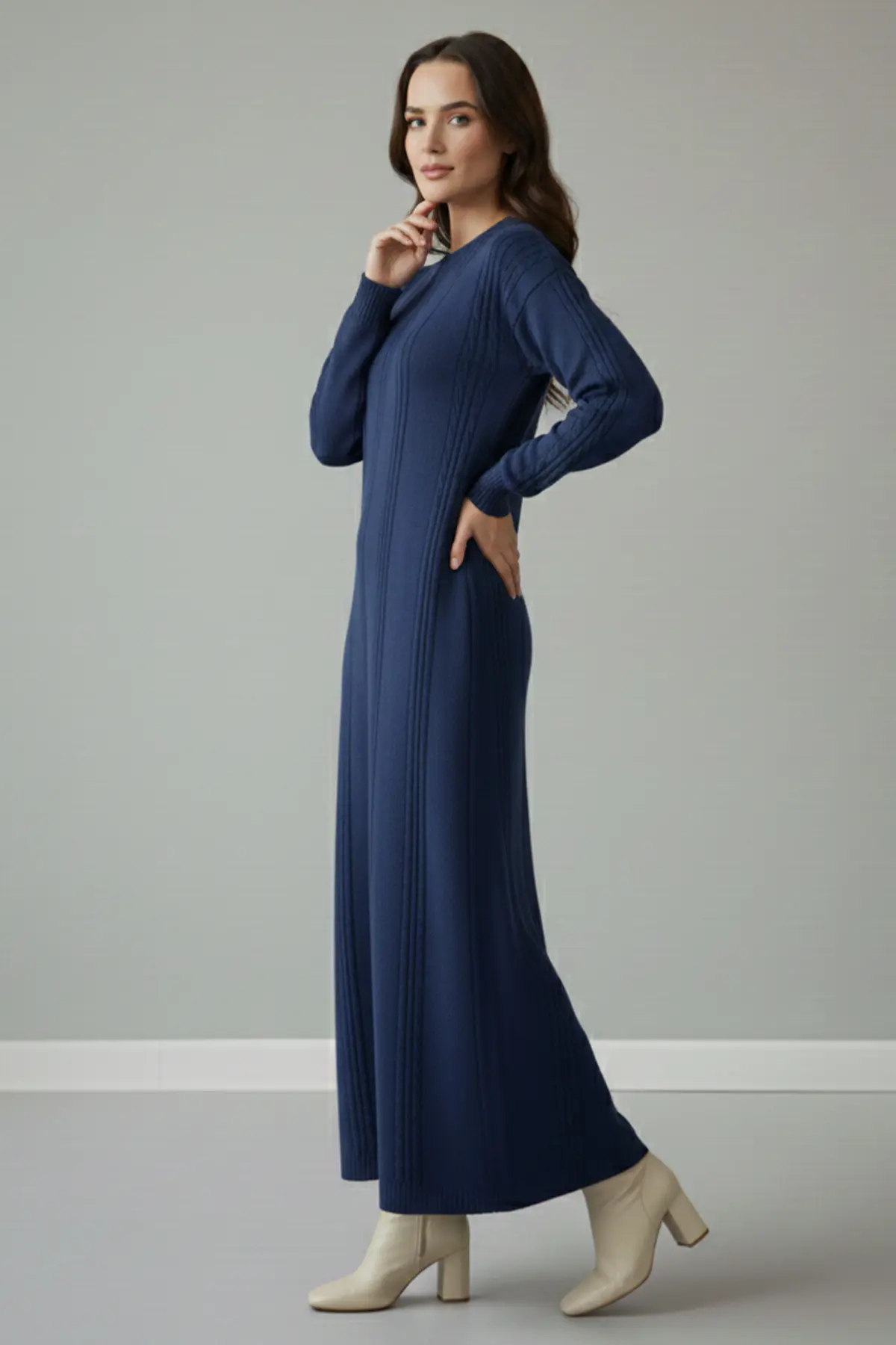 Indigo Knit Dress-detail