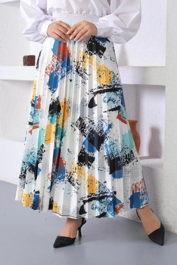 Indigo Patterned Hijab Skirt-detail