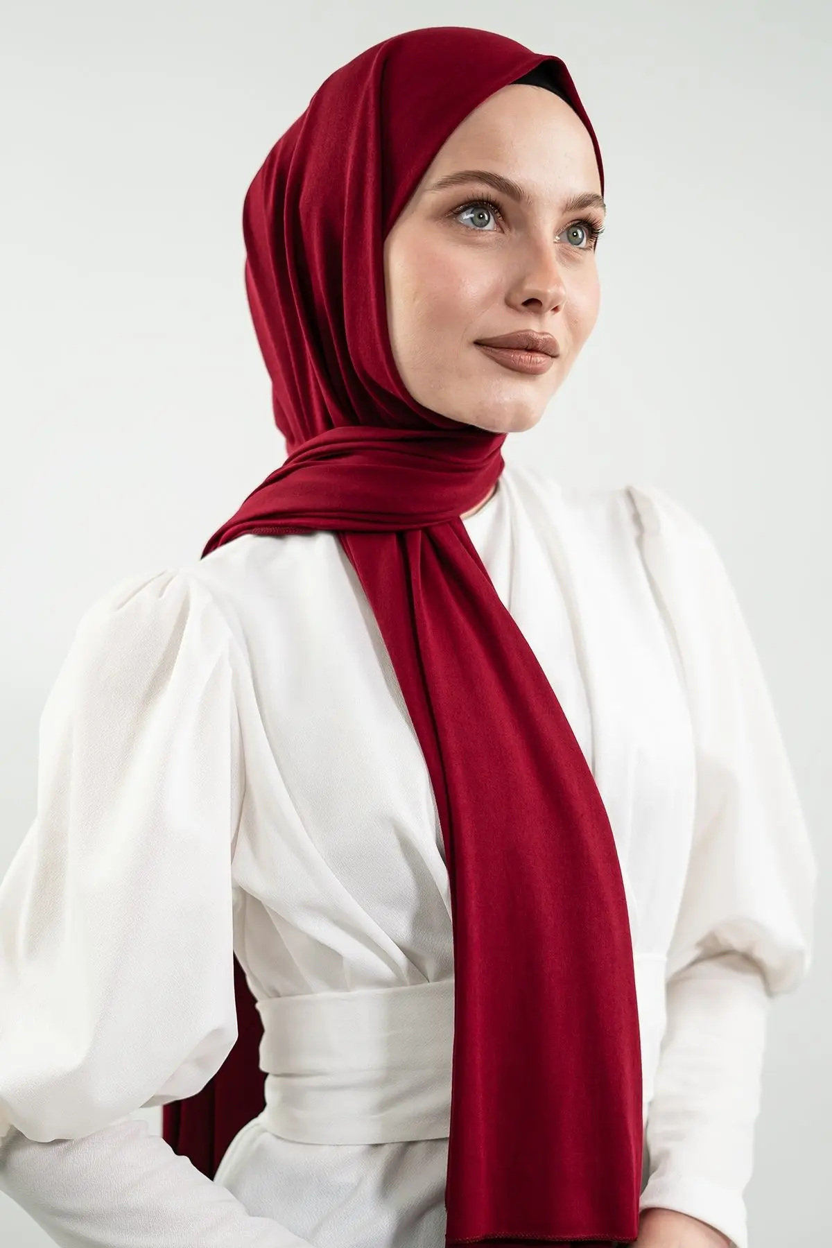 Jersey Claret Red Shawl-detail