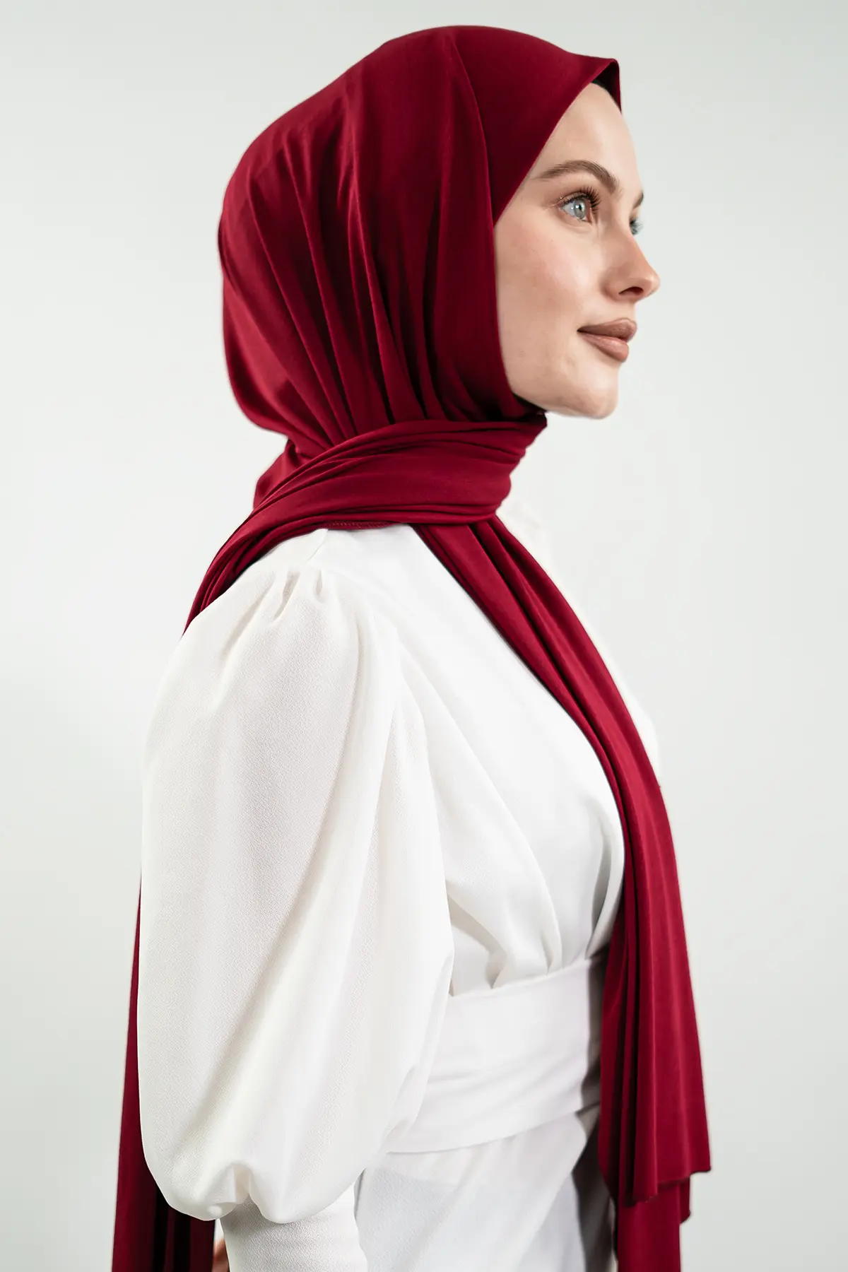 Jersey Claret Red Shawl-detail