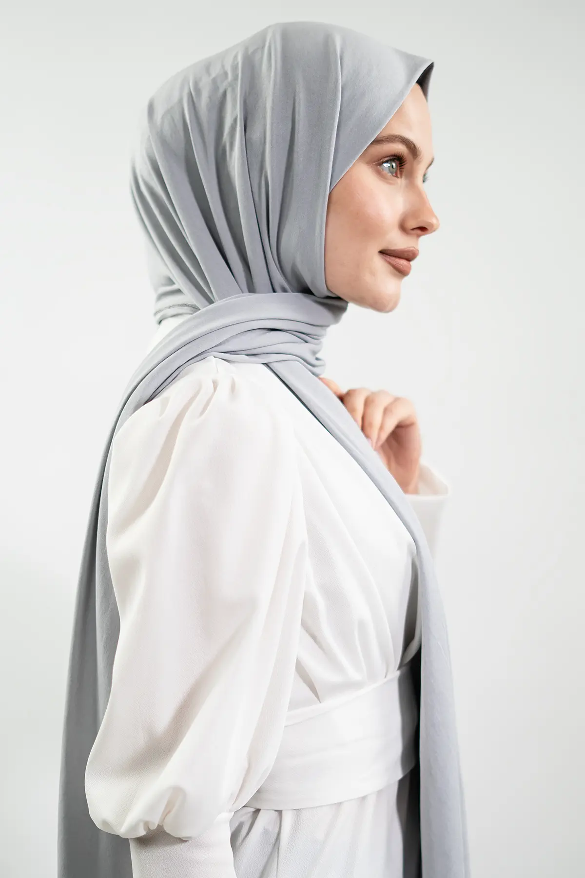 Jersey Grey Color Shawl-detail