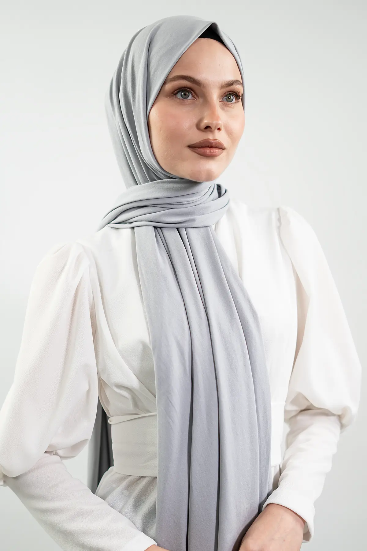 Jersey Grey Color Shawl-detail