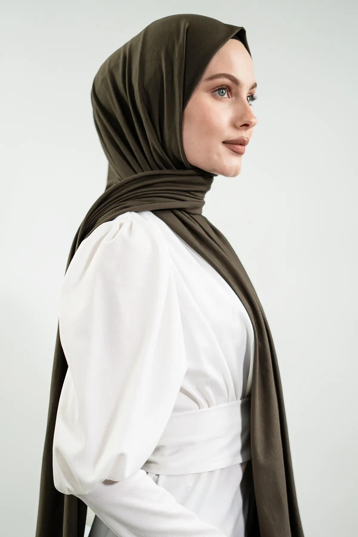 Jersey Khaki Green Shawl-detail