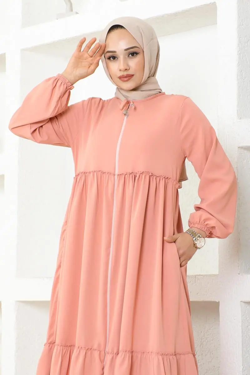 Jessica Crepe Abaya With Frilly Skirt-detail