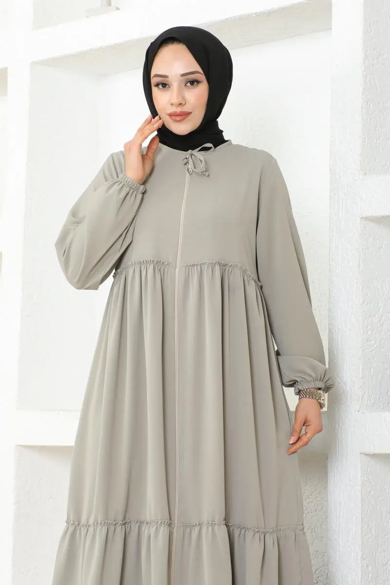 Jessica Crepe Abaya With Frilly Skirt-detail
