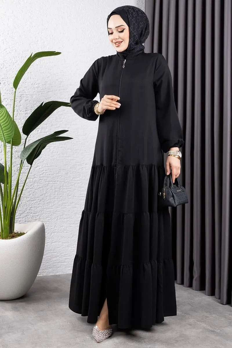 Jessica Crepe Abaya With Layered Skirt-detail