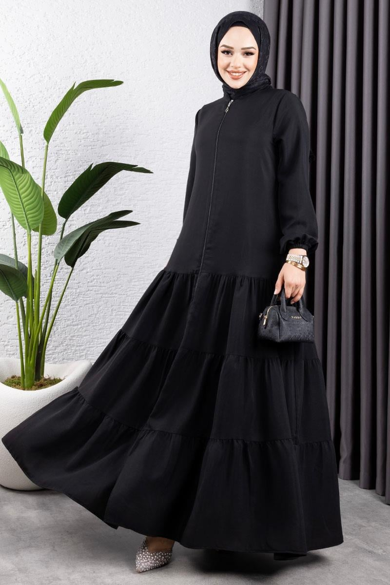 Jessica Crepe Abaya With Layered Skirt