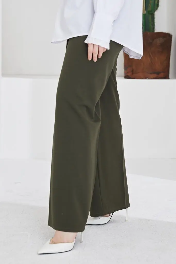 Khaki Belted Hijab Pants-detail