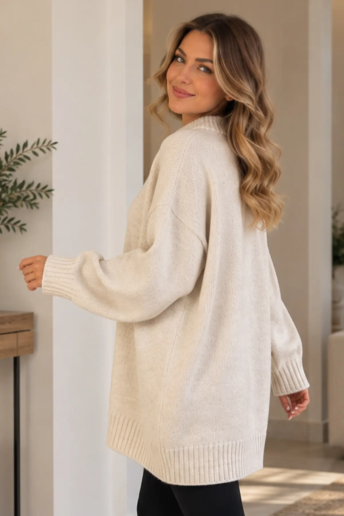 Knit Sweater K6027 Ecru-detail