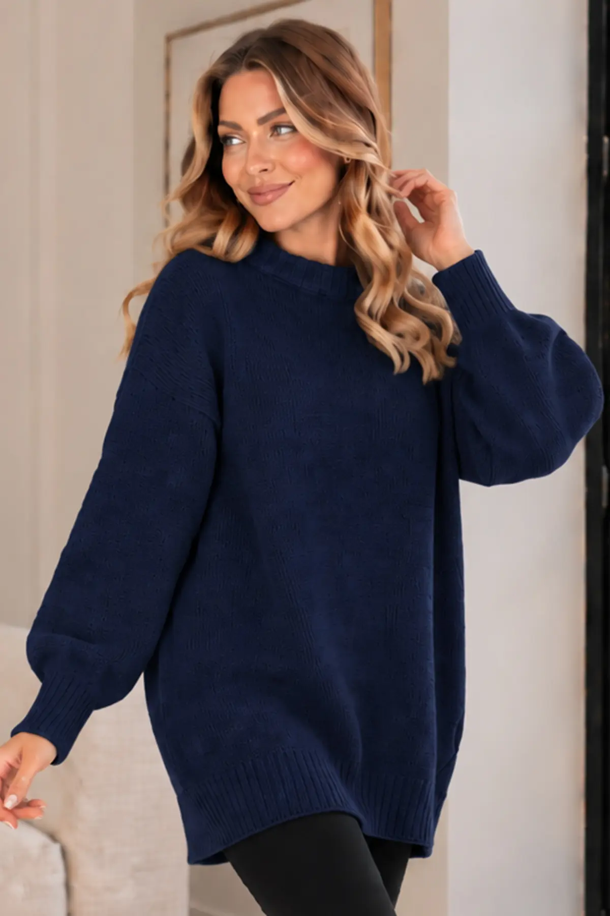 Knit Sweater K6027 Navy Blue-detail