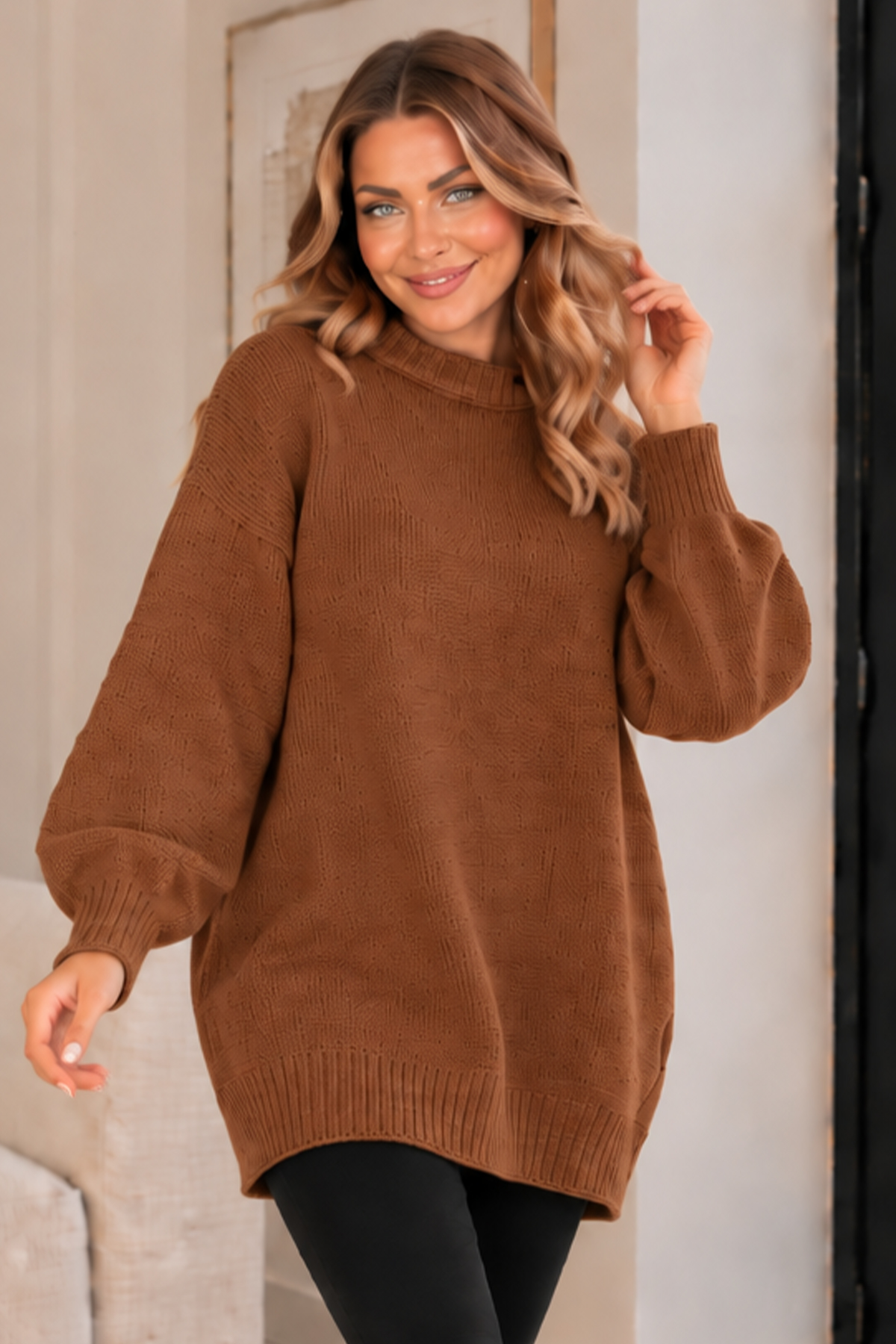 Knit Sweater K6027 Tan