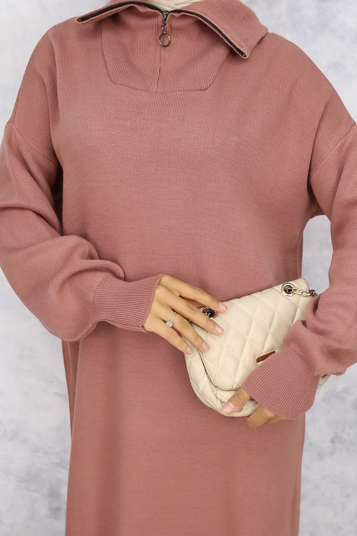 Knitwear Dress With Zipped Collar-detail