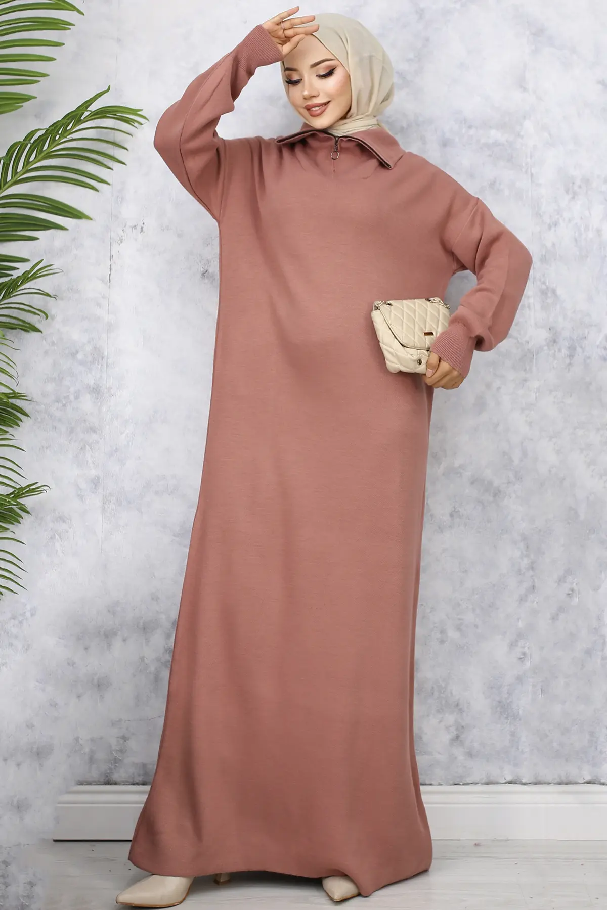 Knitwear Dress With Zipped Collar-detail