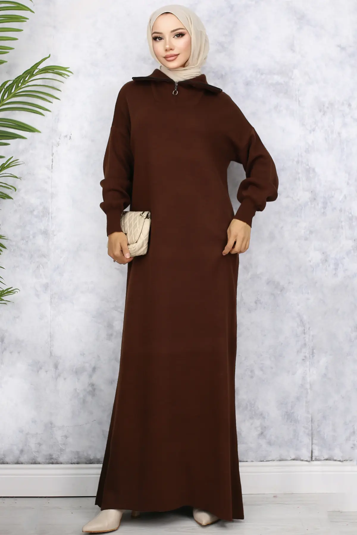 Knitwear Dress With Zipped Collar-detail