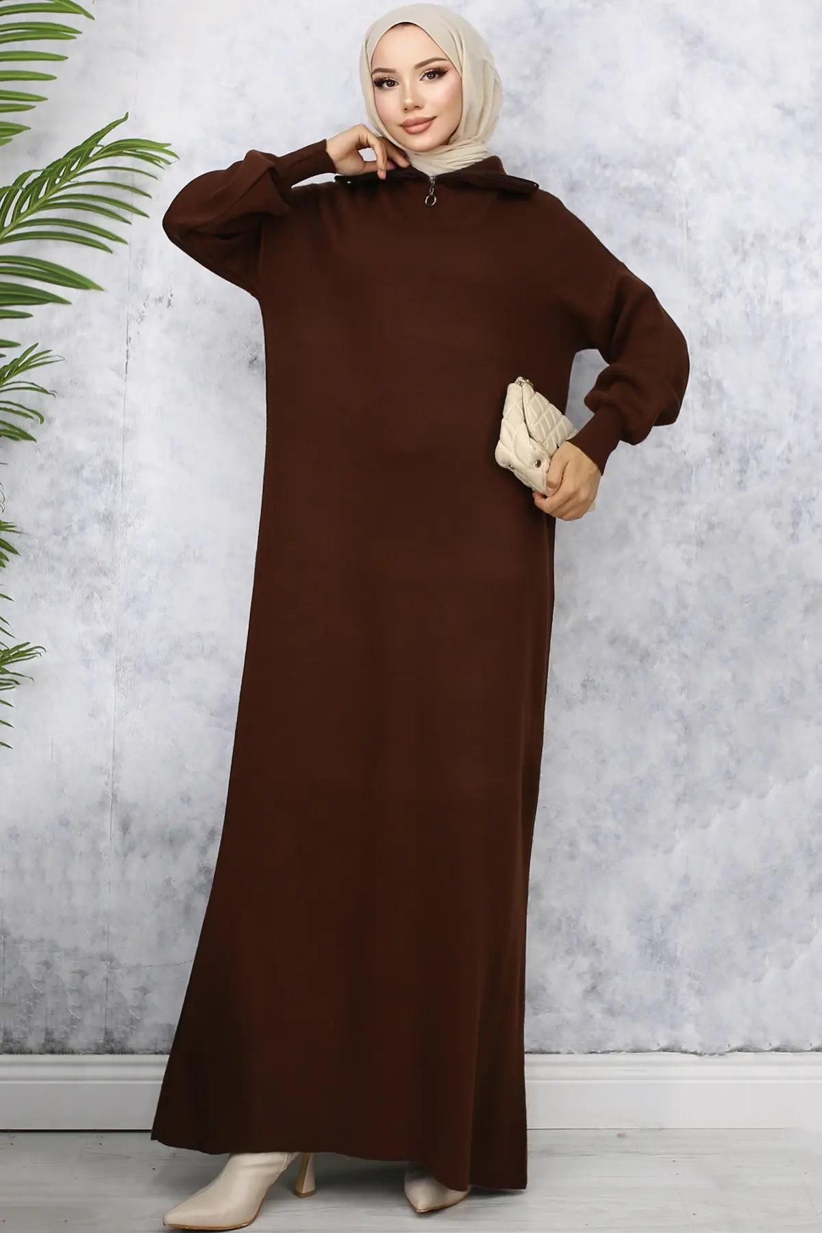 Knitwear Dress With Zipped Collar-detail