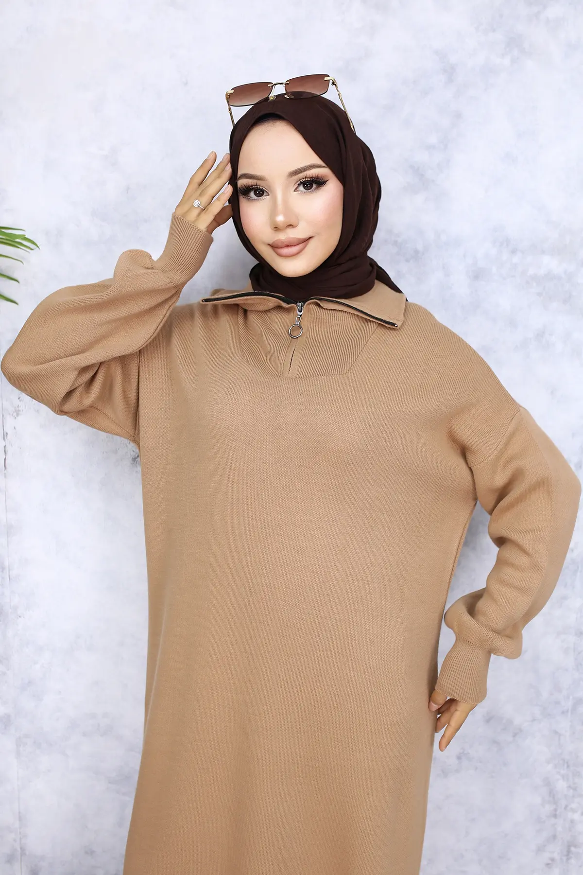 Knitwear Dress With Zipped Collar-detail