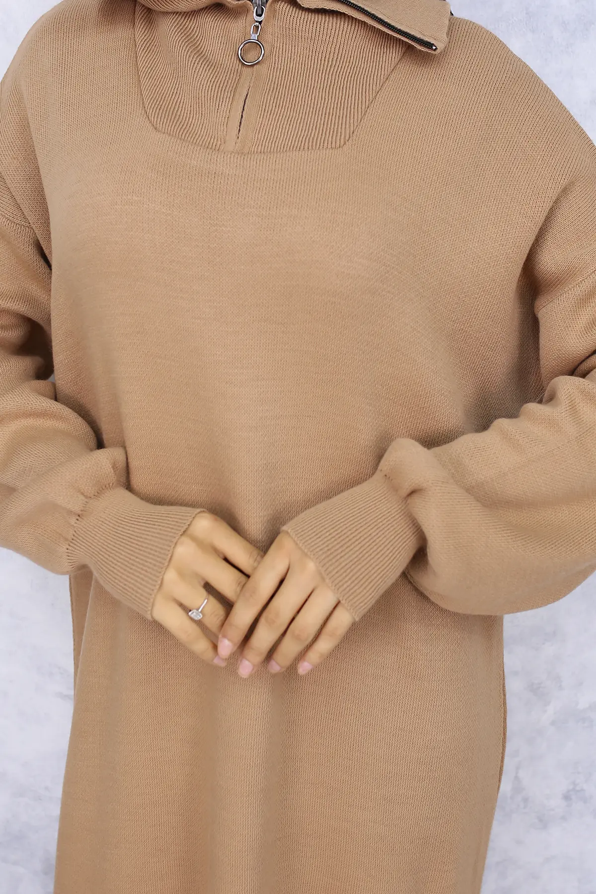 Knitwear Dress With Zipped Collar-detail