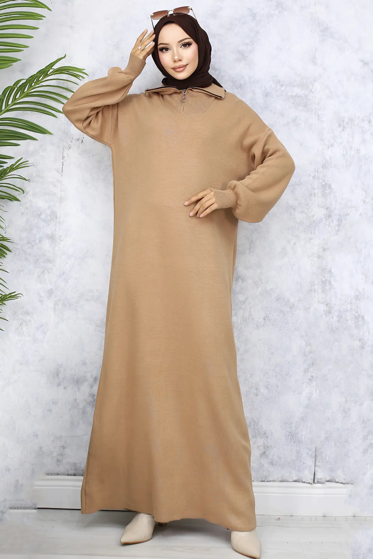 Knitwear Dress With Zipped Collar-detail