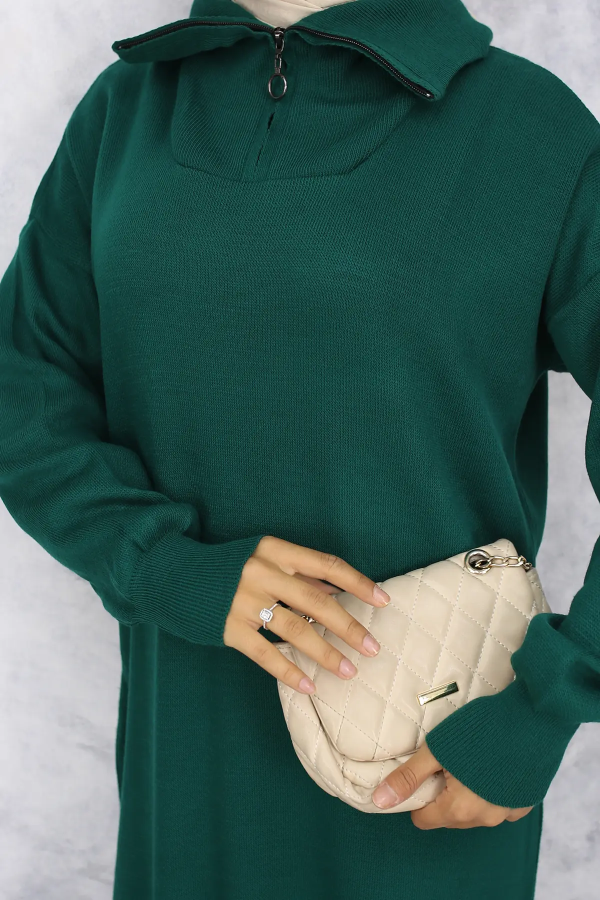 Knitwear Dress With Zipped Collar-detail