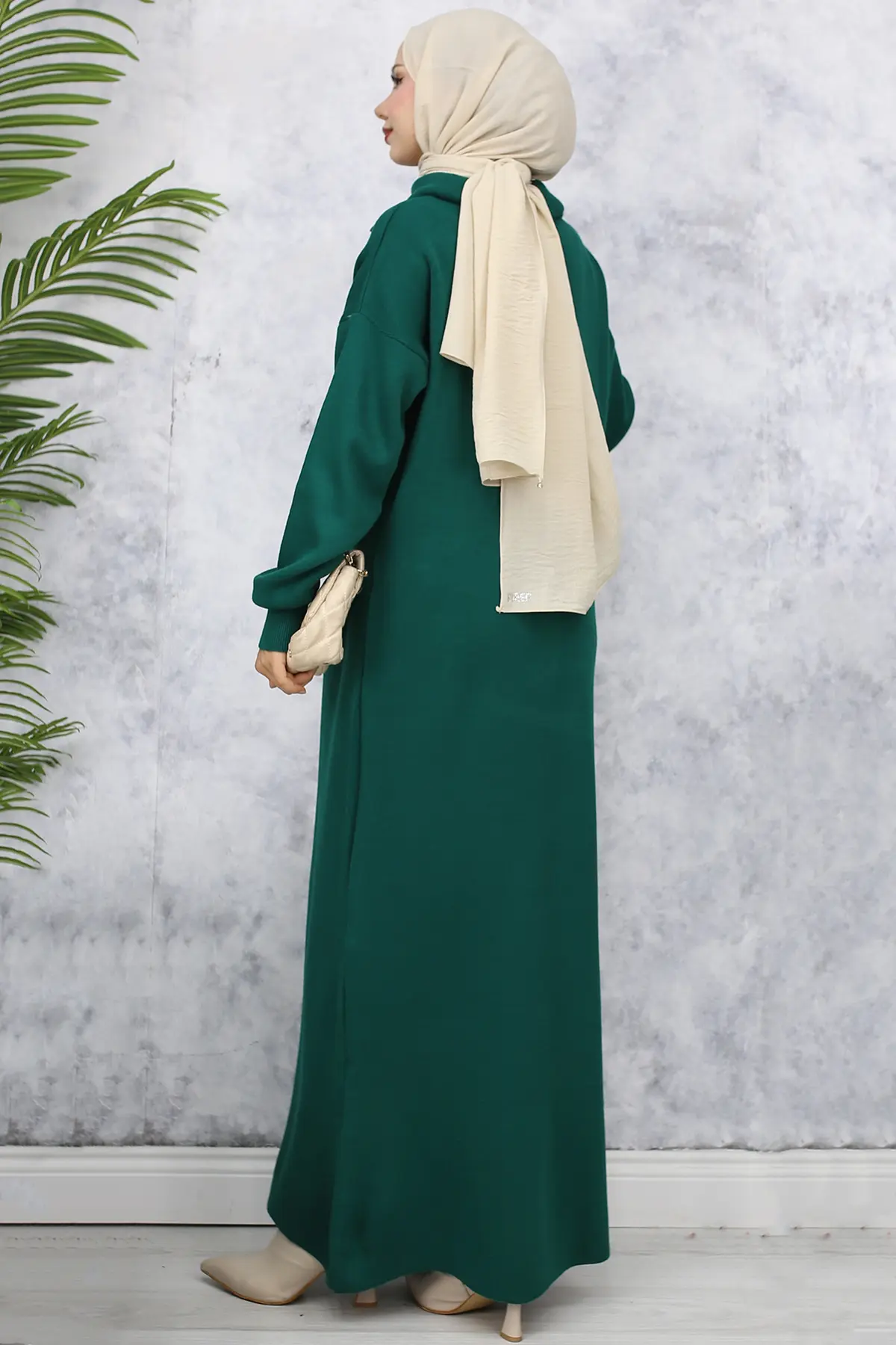 Knitwear Dress With Zipped Collar-detail