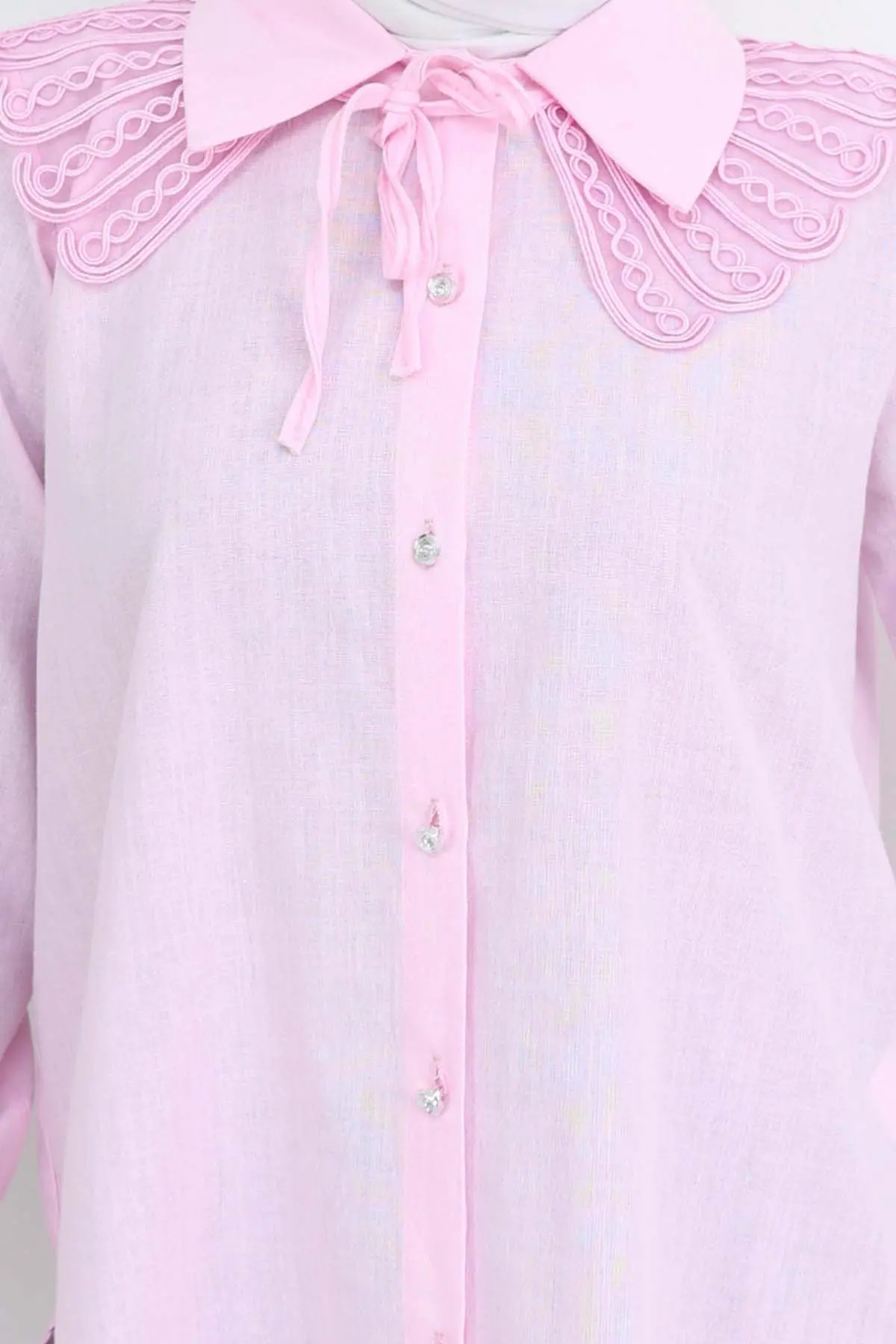 Lace Detailed Baby Collar Shirt-detail