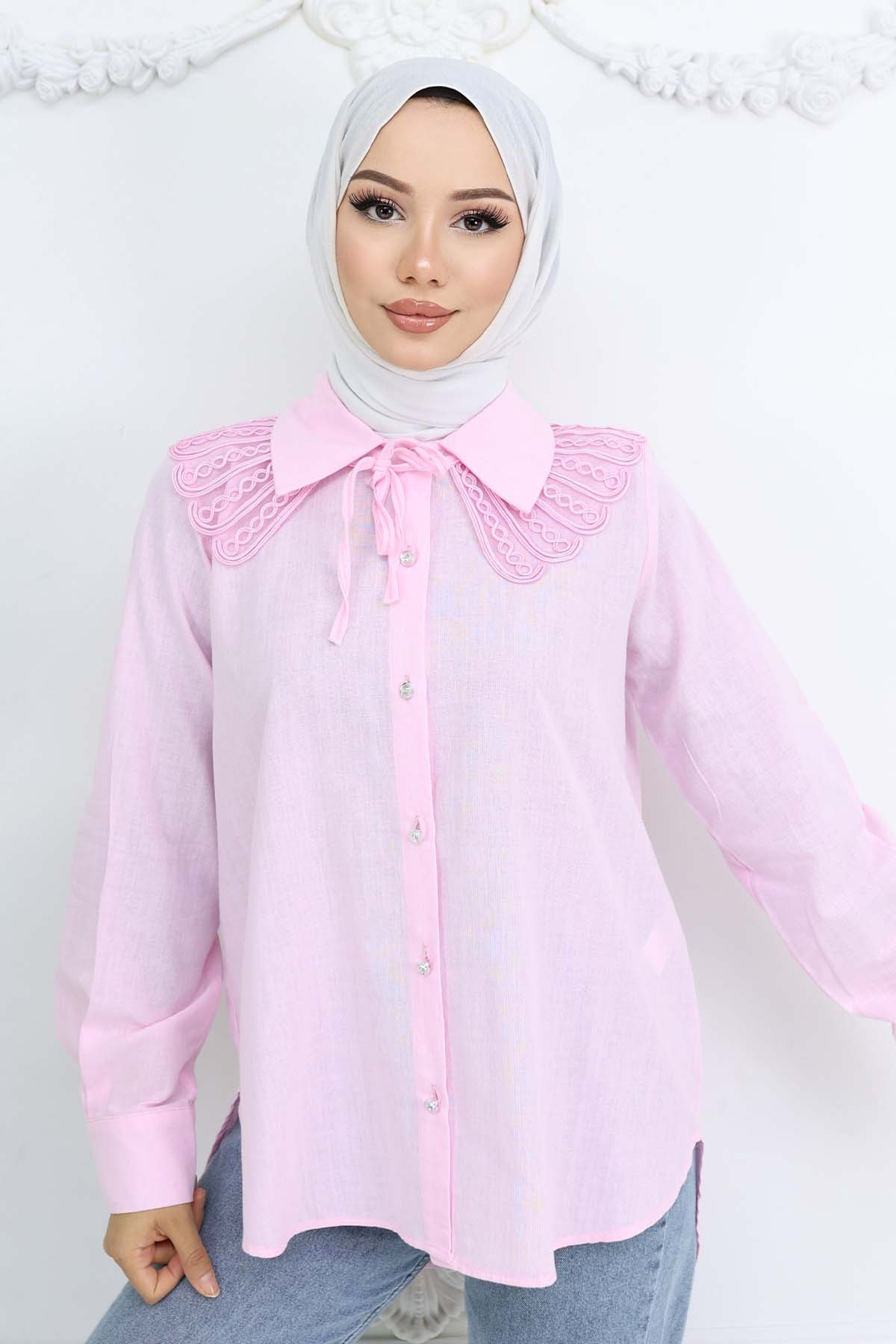 Lace Detailed Baby Collar Shirt