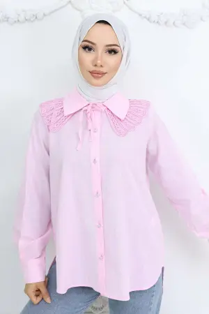 Lace Detailed Baby Collar Shirt