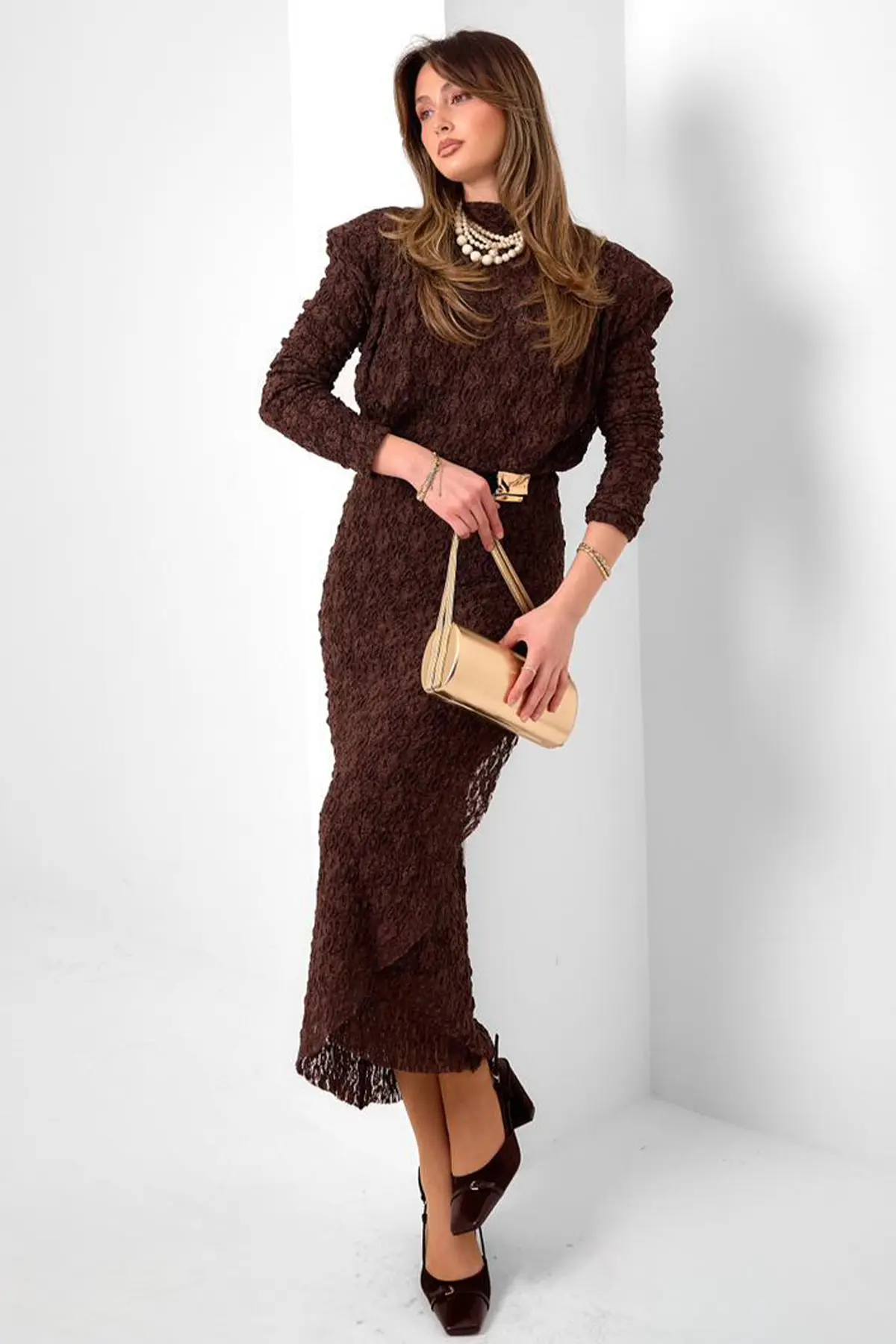 Lace Dress With Buckle Detail-detail