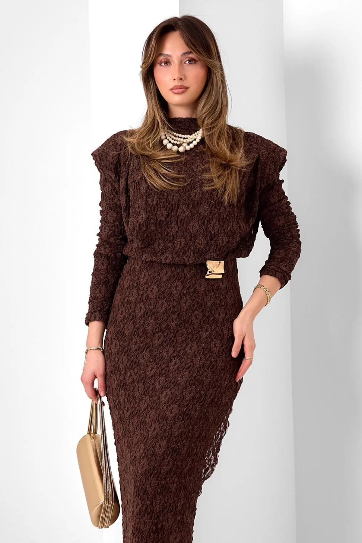 Lace Dress With Buckle Detail-detail
