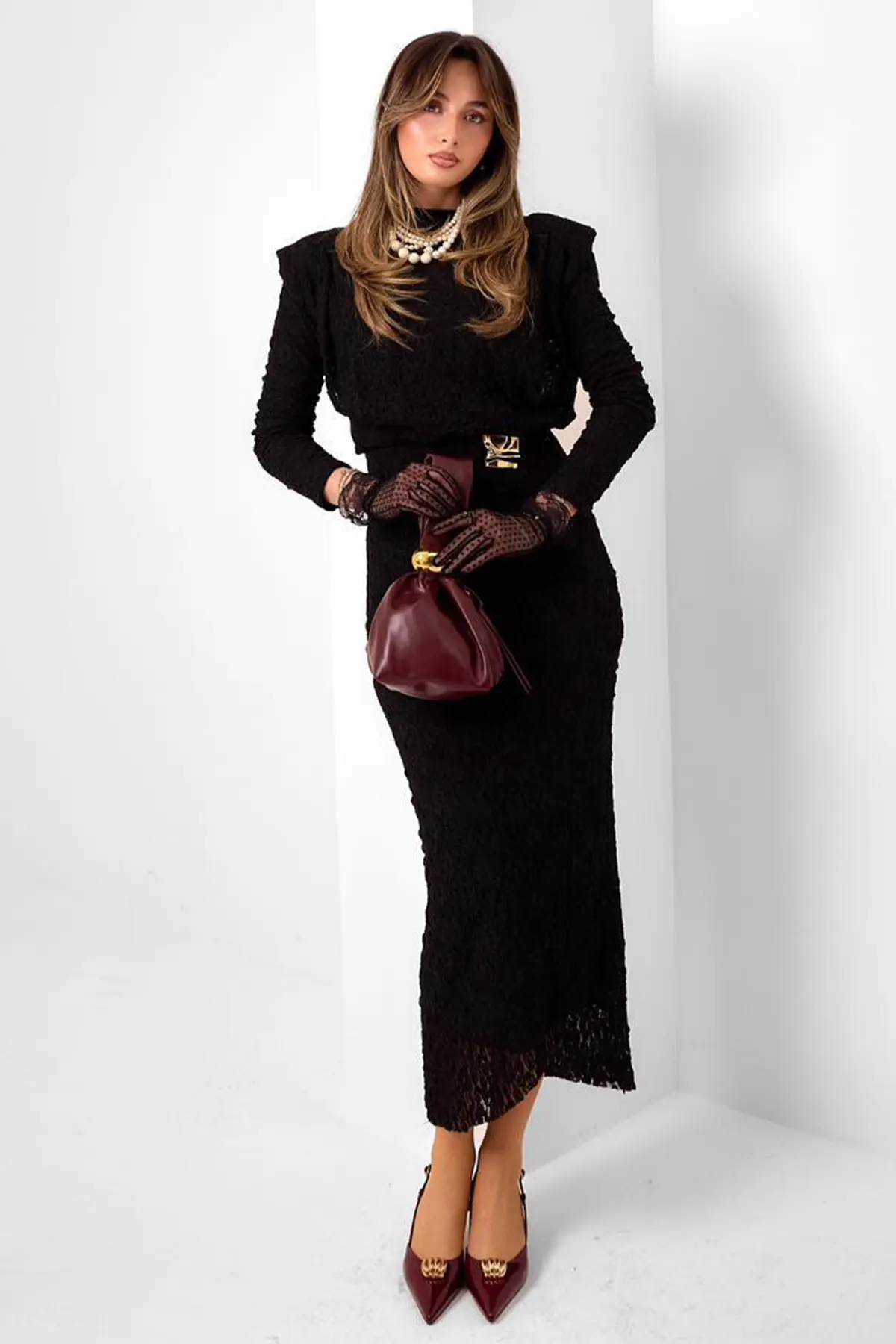 Lace Dress With Buckle Detail-detail