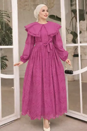 Lace Dress With Collar Detail