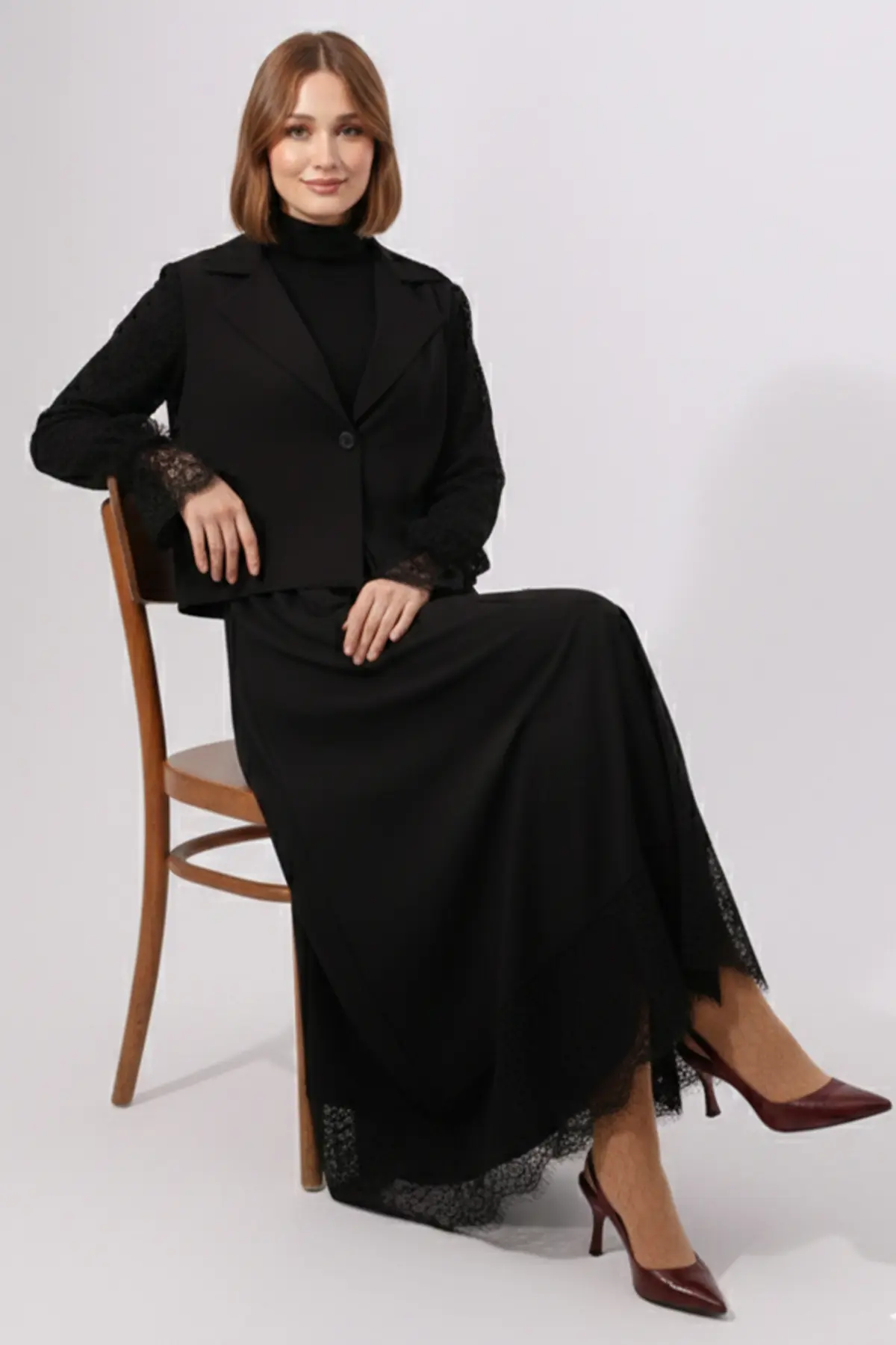 Lace Hijab Two-piece Set-detail