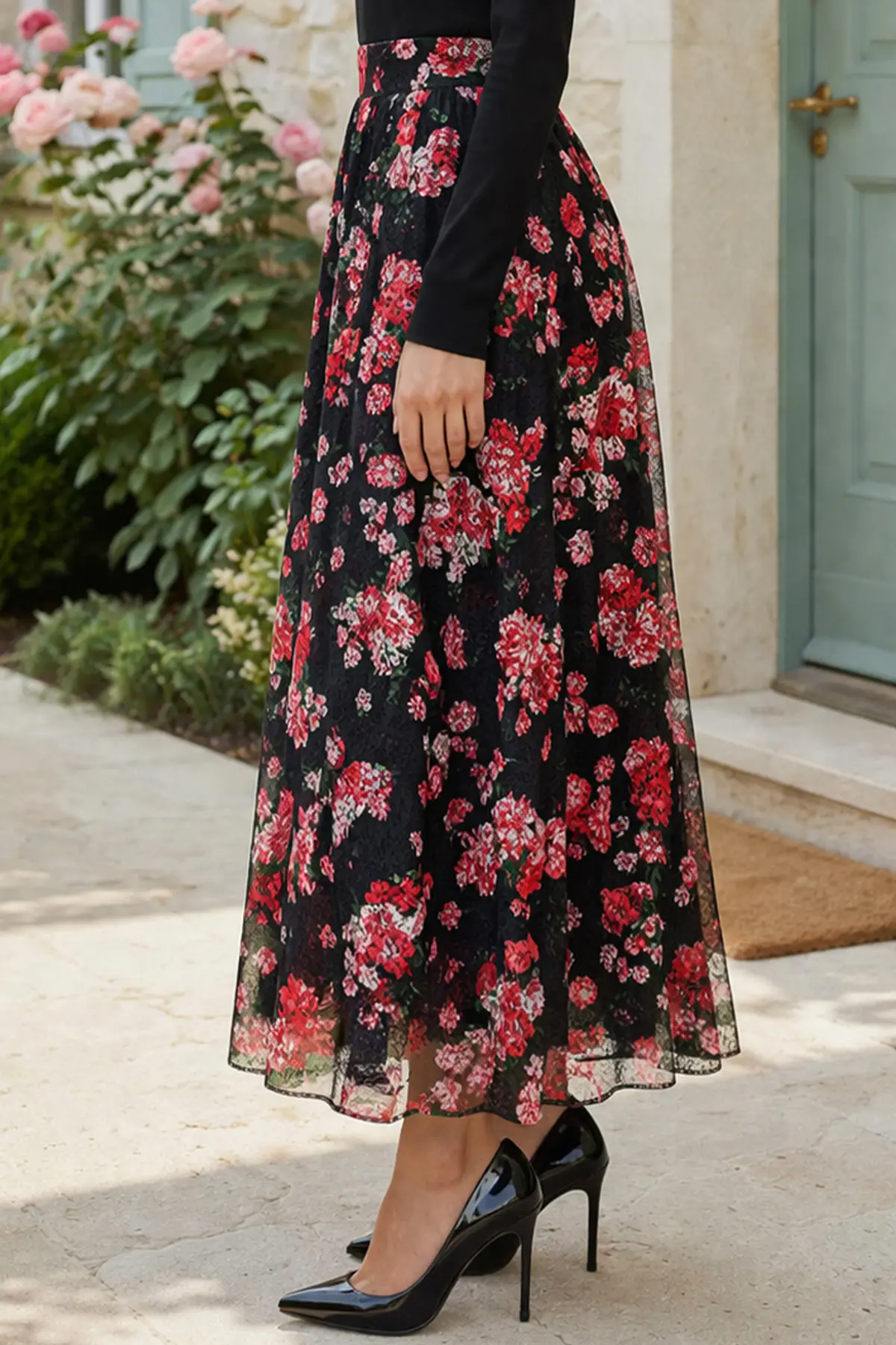 Lace Printed Skirt-detail
