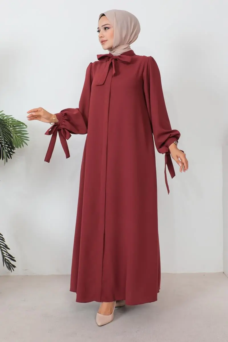 Lace-up Balloon Sleeve Abaya-detail