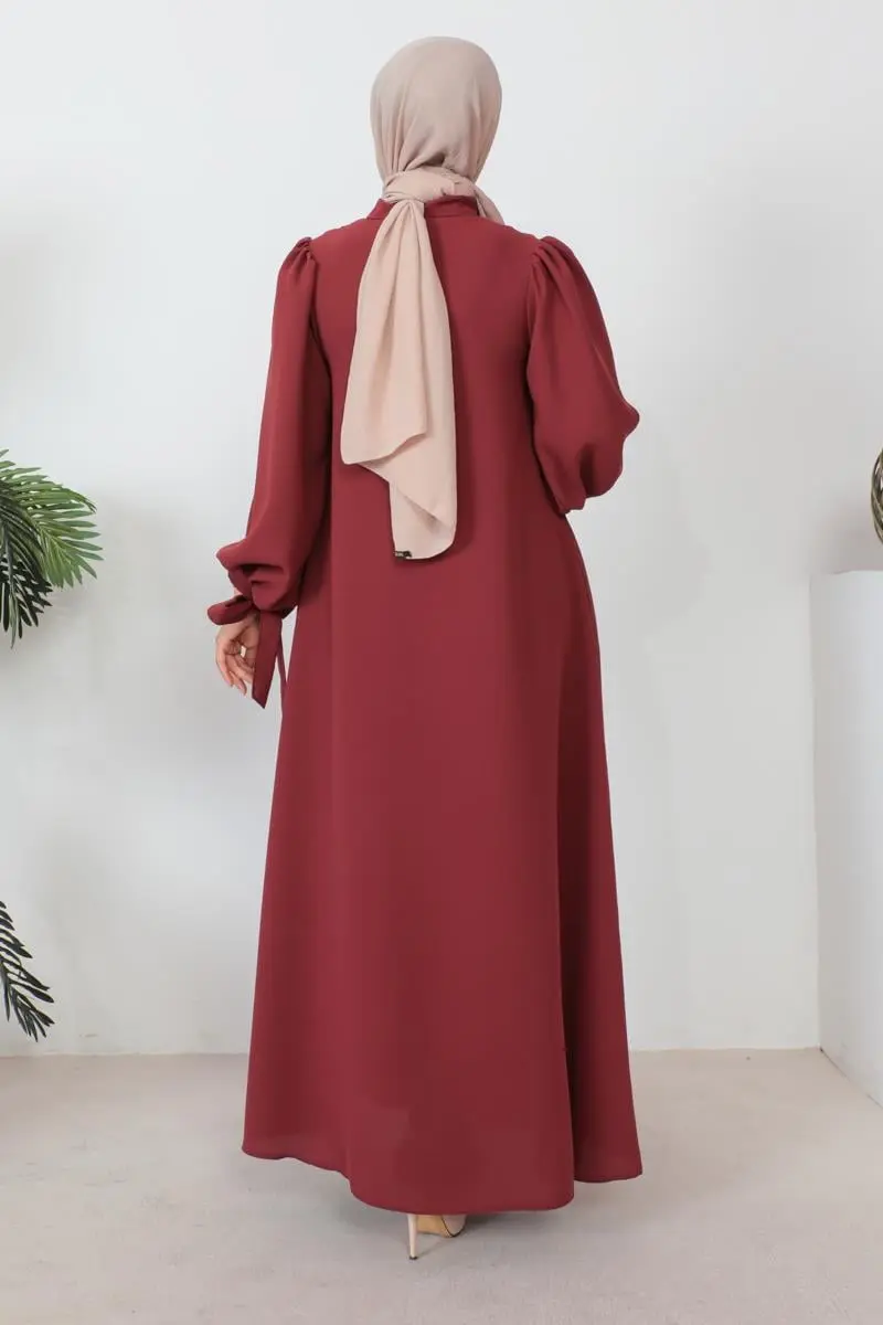 Lace-up Balloon Sleeve Abaya-detail