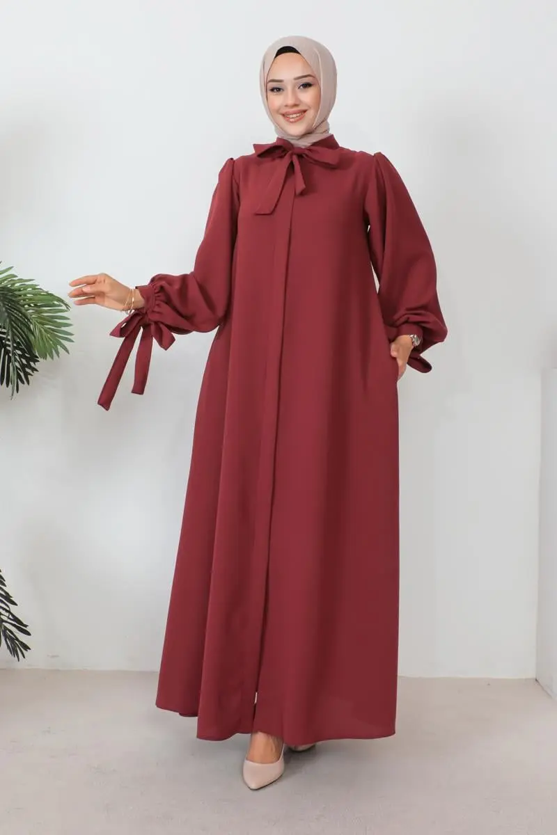 Lace-up Balloon Sleeve Abaya-detail