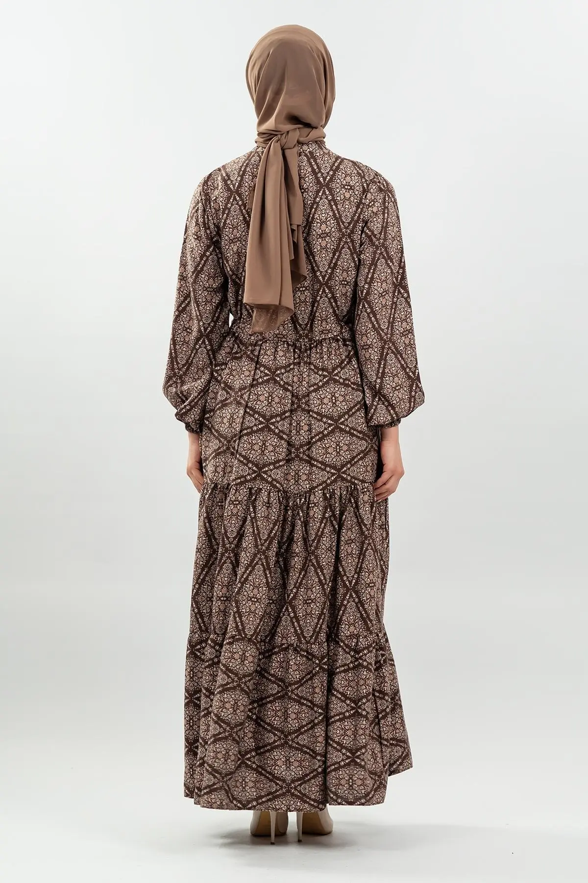 Lace-up Patterned Viscose Dress-detail