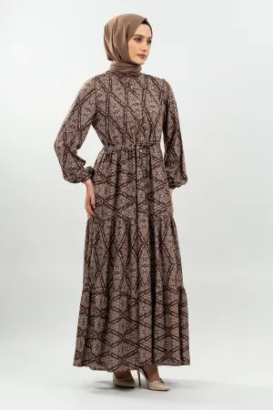 Lace-up Patterned Viscose Dress