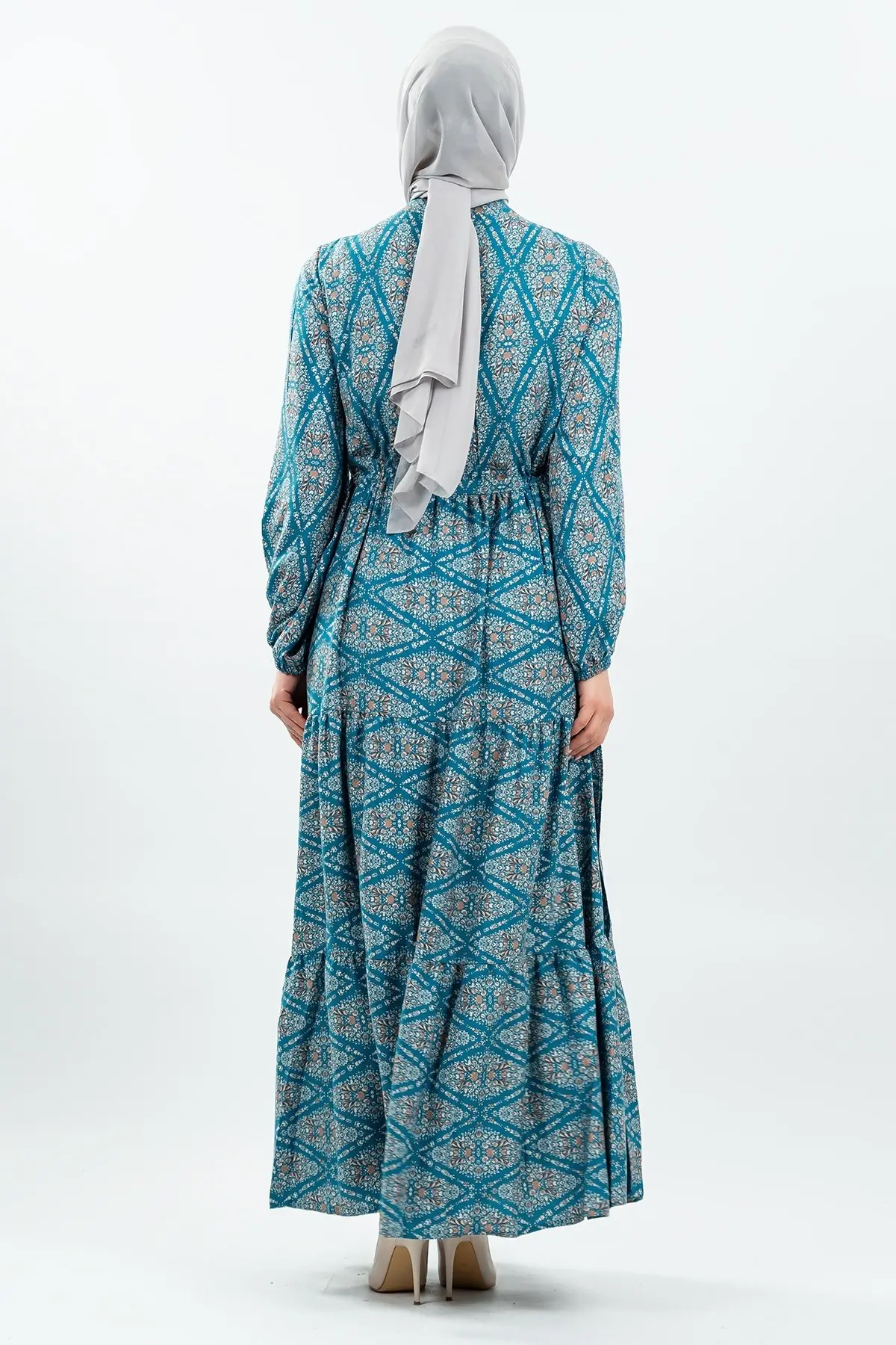 Lace-up Patterned Viscose Dress-detail