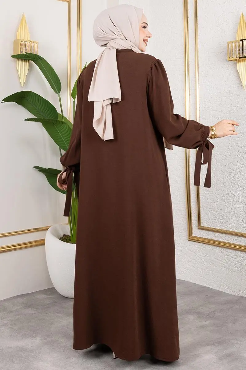 Laced Cuff Dress Abaya-detail