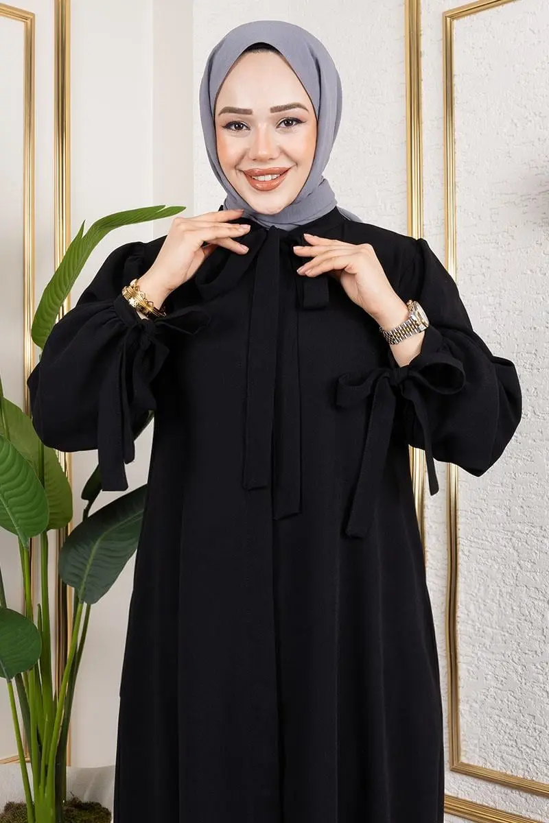 Laced Cuff Dress Abaya-detail